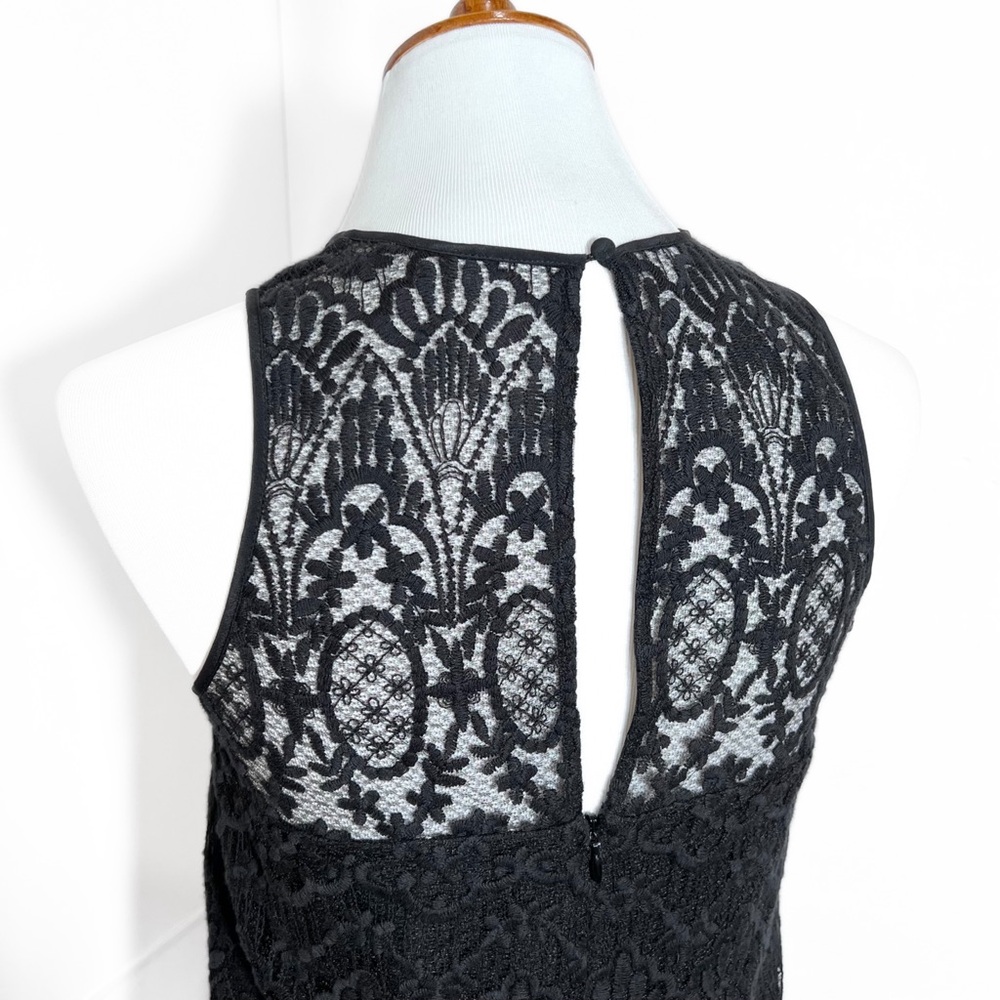 Joie Black Floral Scroll Lace Sleeveless LBD Sheath Mini Cocktail Dress - Picture 9 of 14